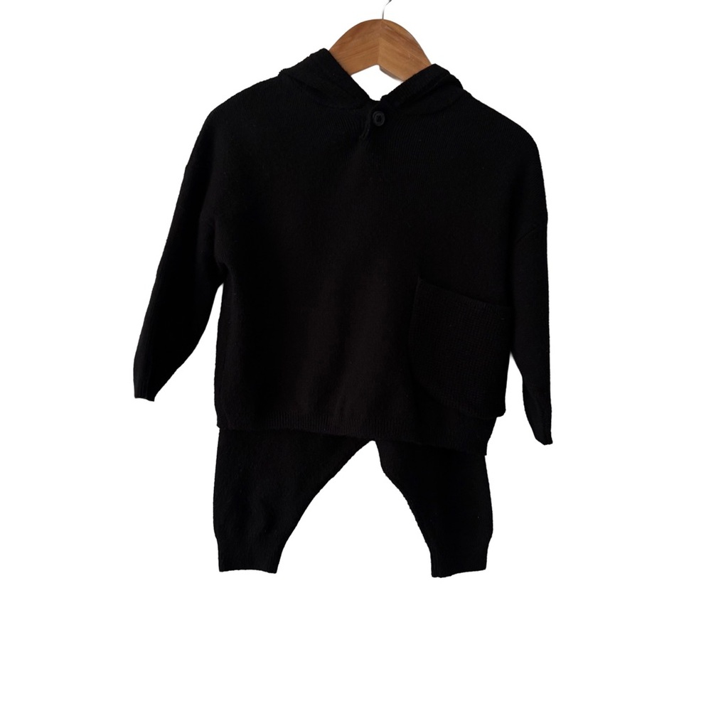 Zara Black Baby Knit Matching Set 9-12 Months